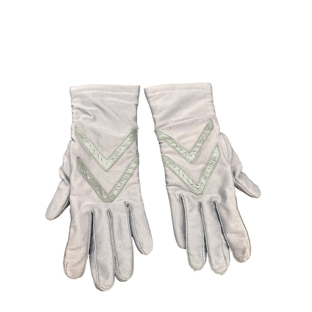 Vtg Women ISOTONER DRIVING GLOVES Tan/Blue/Gray One Size Nylon Spandex Winter - Picture 3 of 7